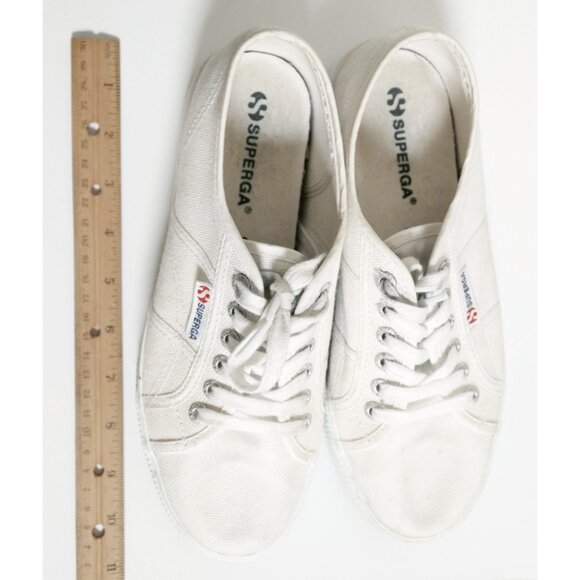 Unisex White Platform Canvas Trainers 👟 SUPERGA - Picture 2 of 8